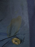 26/0956 vintage 2002 henry poole savile row bespoke navy blue pin-stripe d/b worsted & mohair suit 45 short to regular
