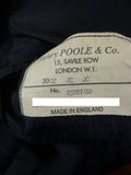 26/0956 vintage 2002 henry poole savile row bespoke navy blue pin-stripe d/b worsted & mohair suit 45 short to regular