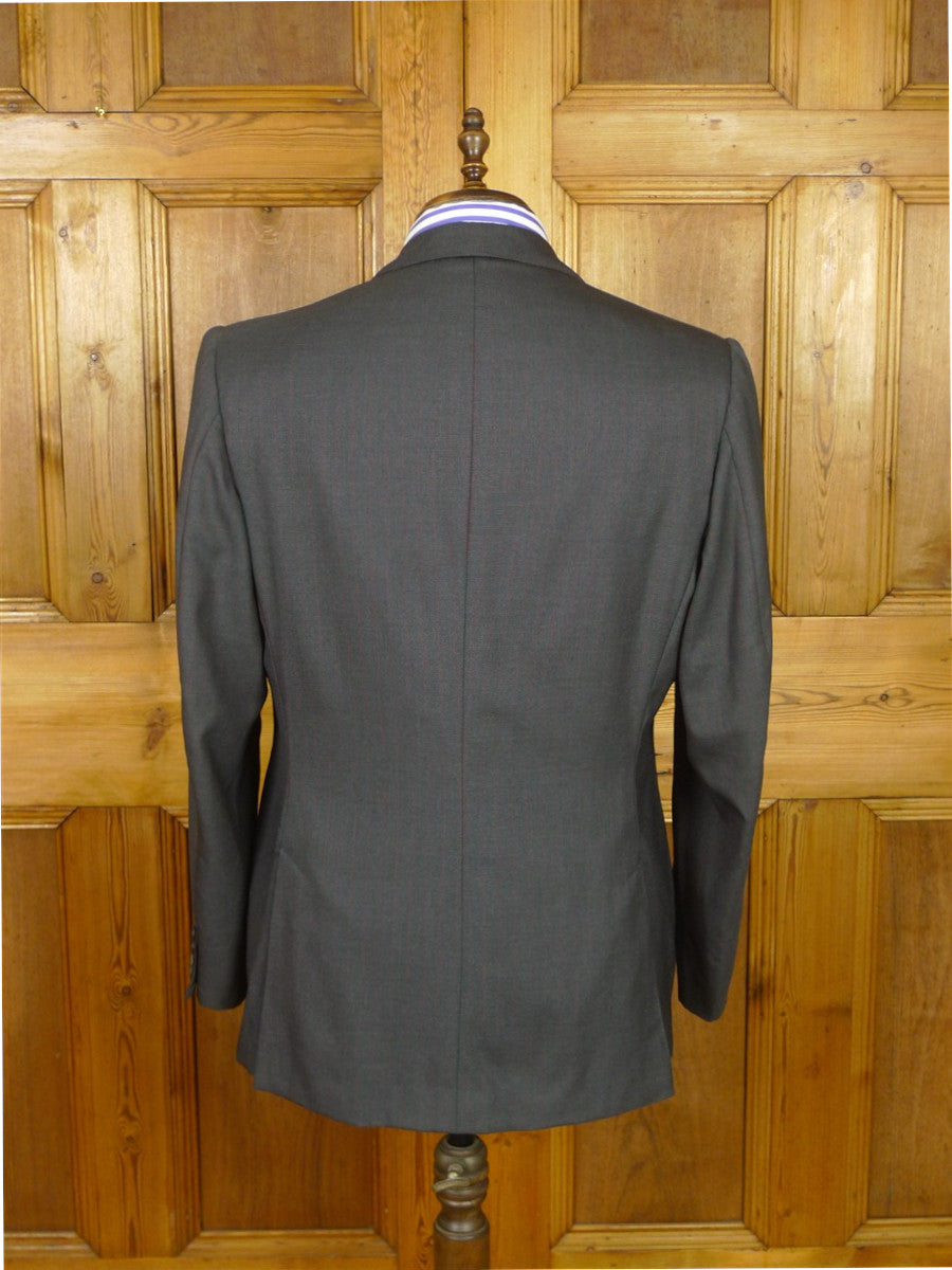 26/0958 welsh & jefferies 2008 savile row bespoke grey / red pin-stripe wool suit 43 short to regular