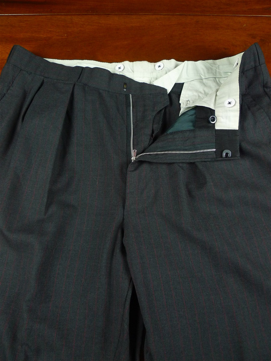 26/0958 welsh & jefferies 2008 savile row bespoke grey / red pin-stripe wool suit 43 short to regular