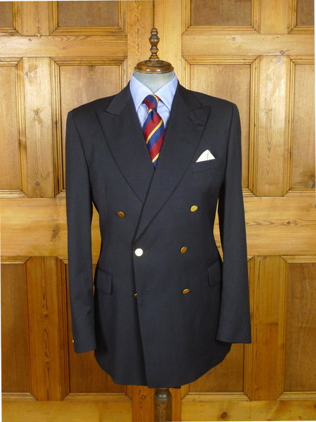 26/0963 near immaculate vintage harrods london canvassed navy blue d/b blazer 46 long