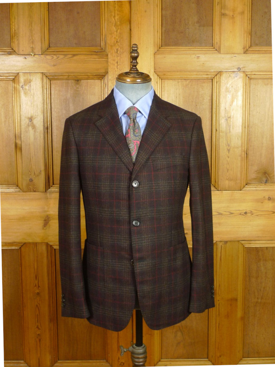 26/0966 immaculate gieves & hawkes savile row wool & 10% cashmere glen check unstructured sports jacket blazer 38 regular