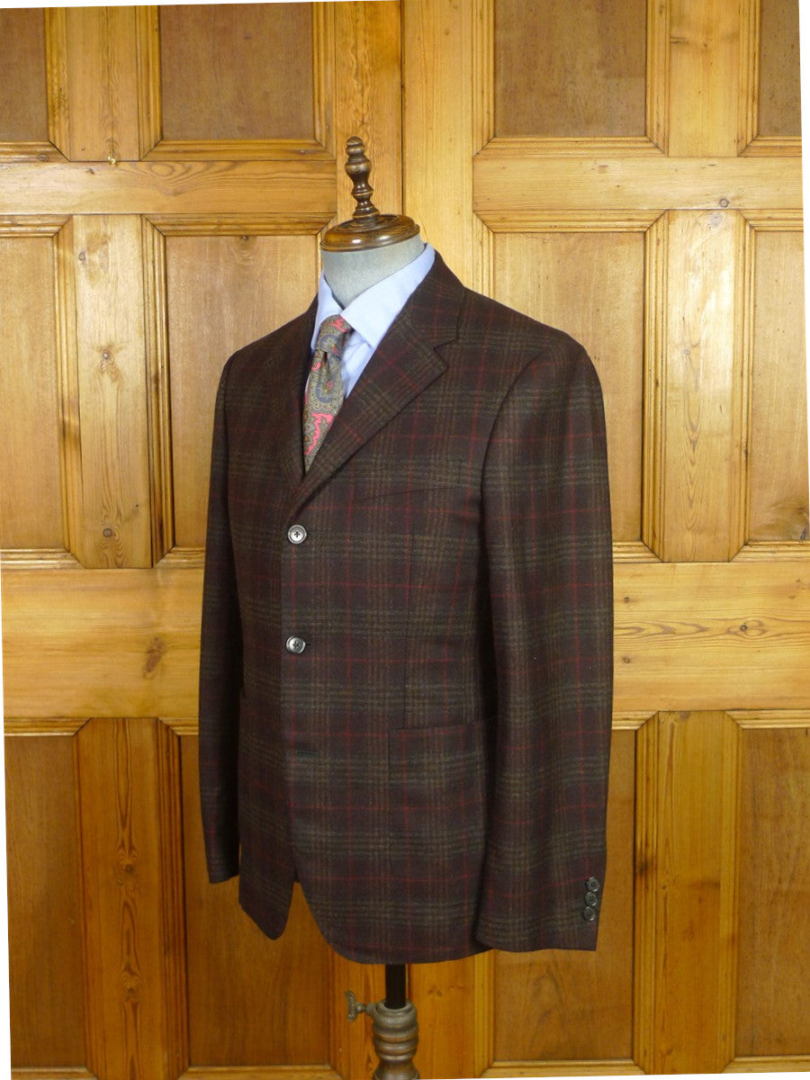 26/0966 immaculate gieves & hawkes savile row wool & 10% cashmere glen check unstructured sports jacket blazer 38 regular