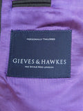 26/0968 immaculate gieves & hawkes savile row mtm grey / lilac pin-stripe canvassed wool suit w/ carrier 37 regular