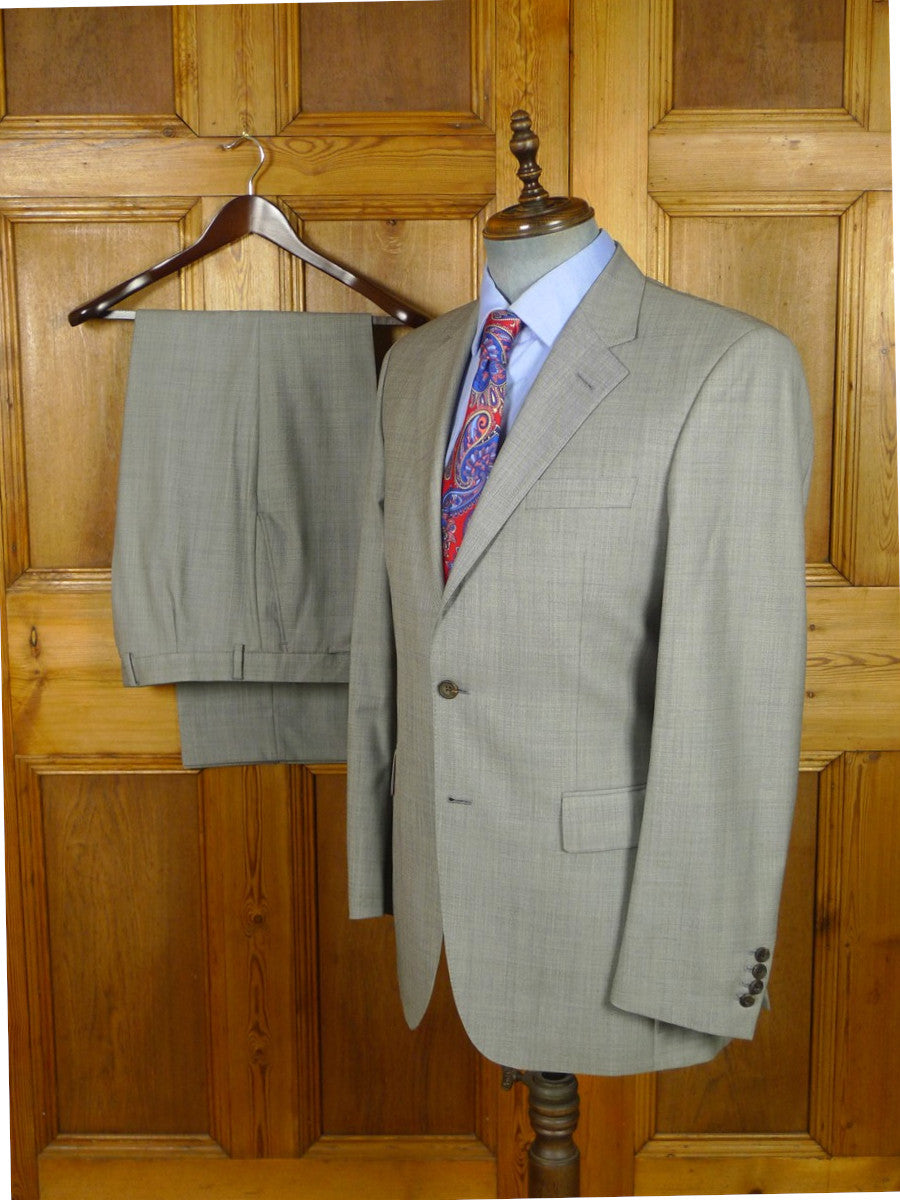 26/0969 immaculate gieves & hawkes savile row mtm grey canvassed wool suit w/ carrier 37-38 regular