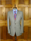 26/0969 immaculate gieves & hawkes savile row mtm grey canvassed wool suit w/ carrier 37-38 regular