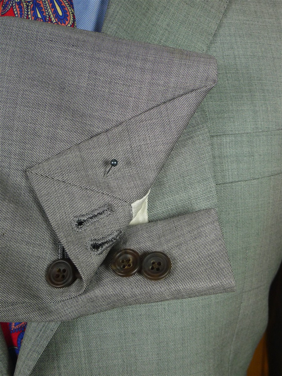 26/0969 immaculate gieves & hawkes savile row mtm grey canvassed wool suit w/ carrier 37-38 regular