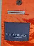 26/0969 immaculate gieves & hawkes savile row mtm grey canvassed wool suit w/ carrier 37-38 regular