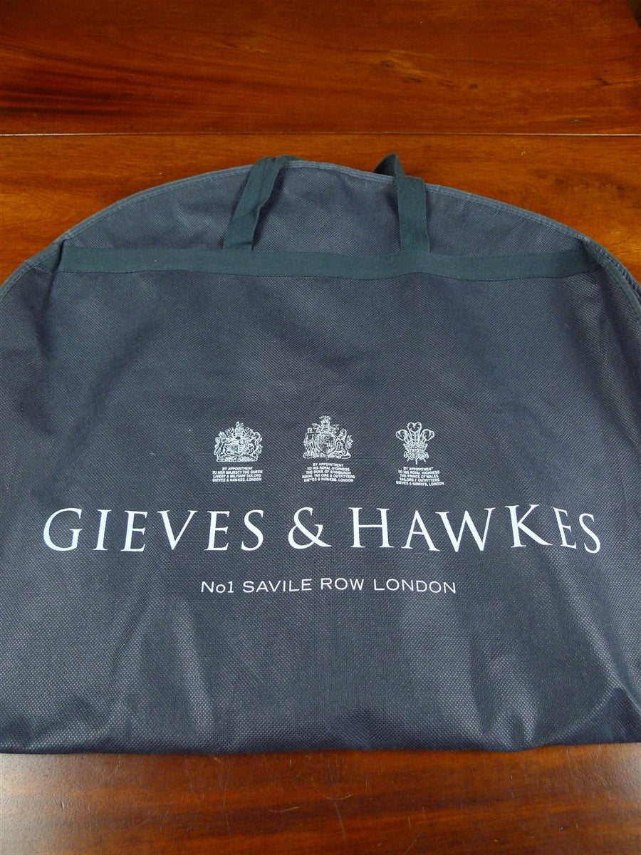 26/0969 immaculate gieves & hawkes savile row mtm grey canvassed wool suit w/ carrier 37-38 regular