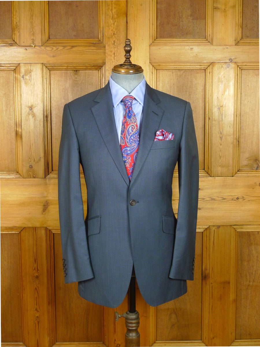 26/0970 immaculate gieves & hawkes savile row mtm teal blue canvassed wool suit w/ carrier 37 regular