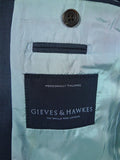 26/0970 immaculate gieves & hawkes savile row mtm teal blue canvassed wool suit w/ carrier 37 regular