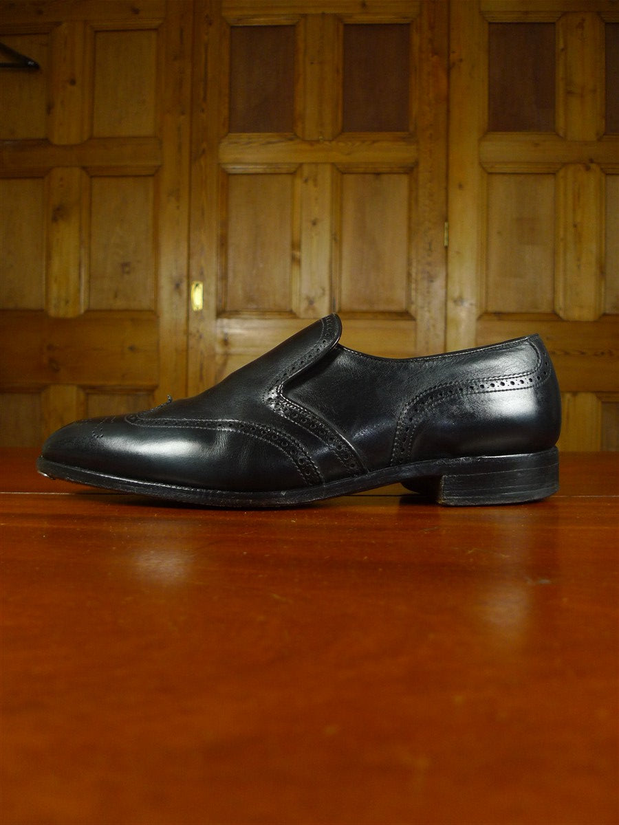 26/0987 wonderful vintage trickers black brogue slip-on leather shoe uk 11