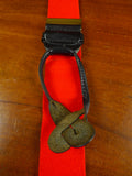 26/0998 immaculate red boxcloth braces w/ black leather ends