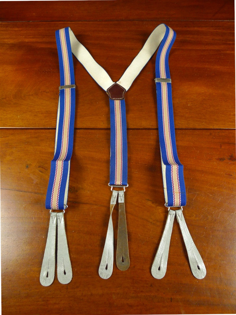26/0992 genuine vintage blue / red & beige braces for goodwood revival