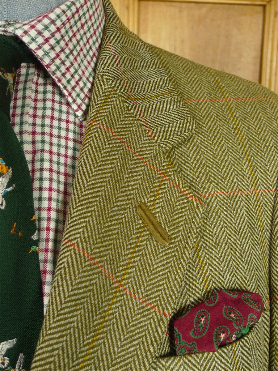 26/0974 vintage daks signature green wp check norfolk style tweed jacket 42 short