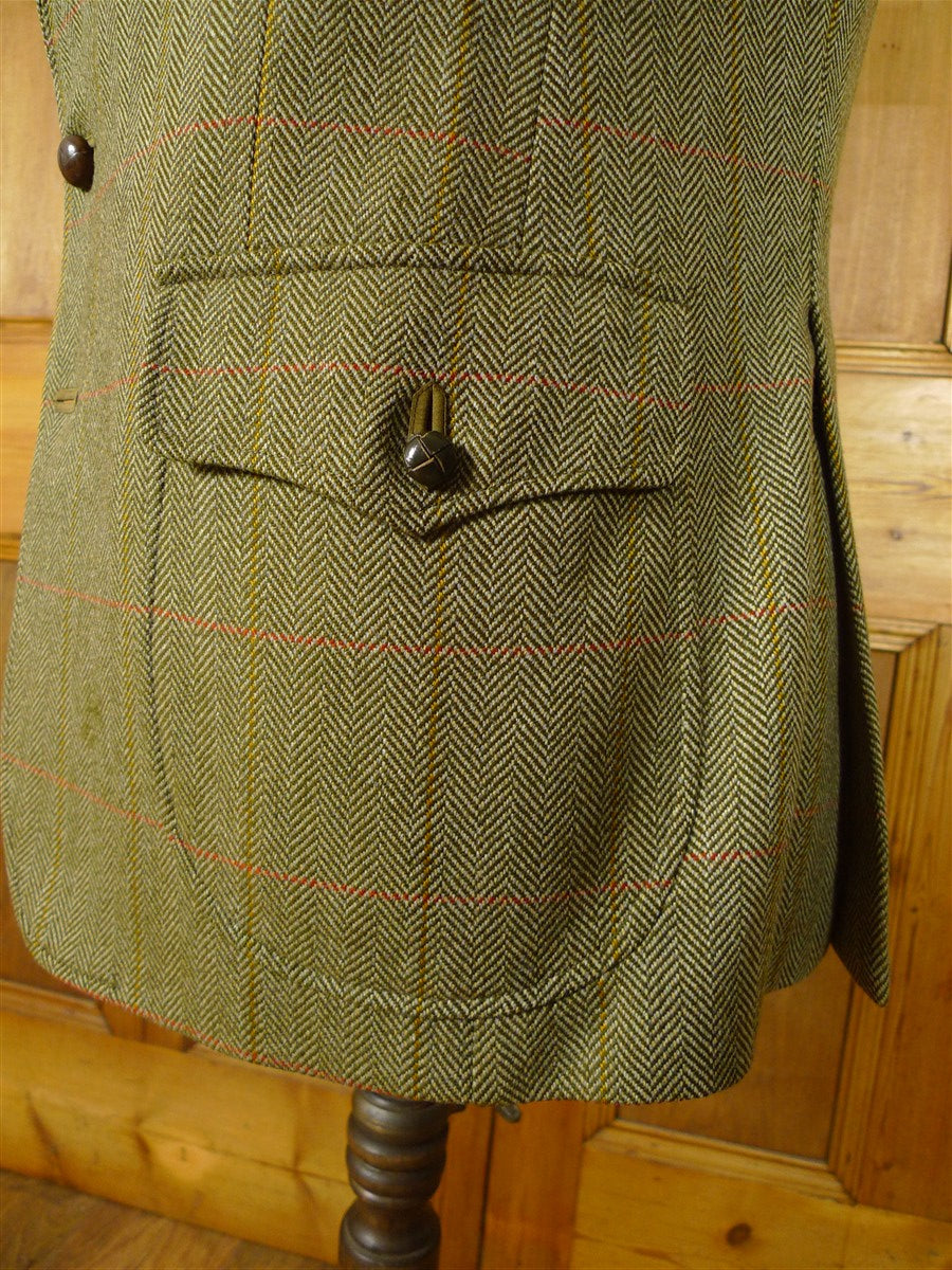 26/0974 vintage daks signature green wp check norfolk style tweed jacket 42 short