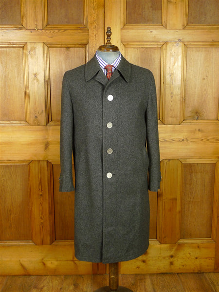 26/1021 near immaculate vintage bavarian grey loden coat overcoat w/ silver medal buttons 42-44