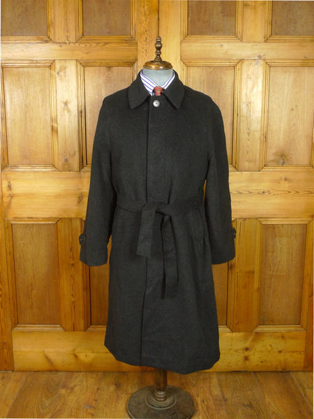 26/1018 immaculate vintage grey wool & cashmere loden-style ragalan coat overcoat w/ belt 41-42