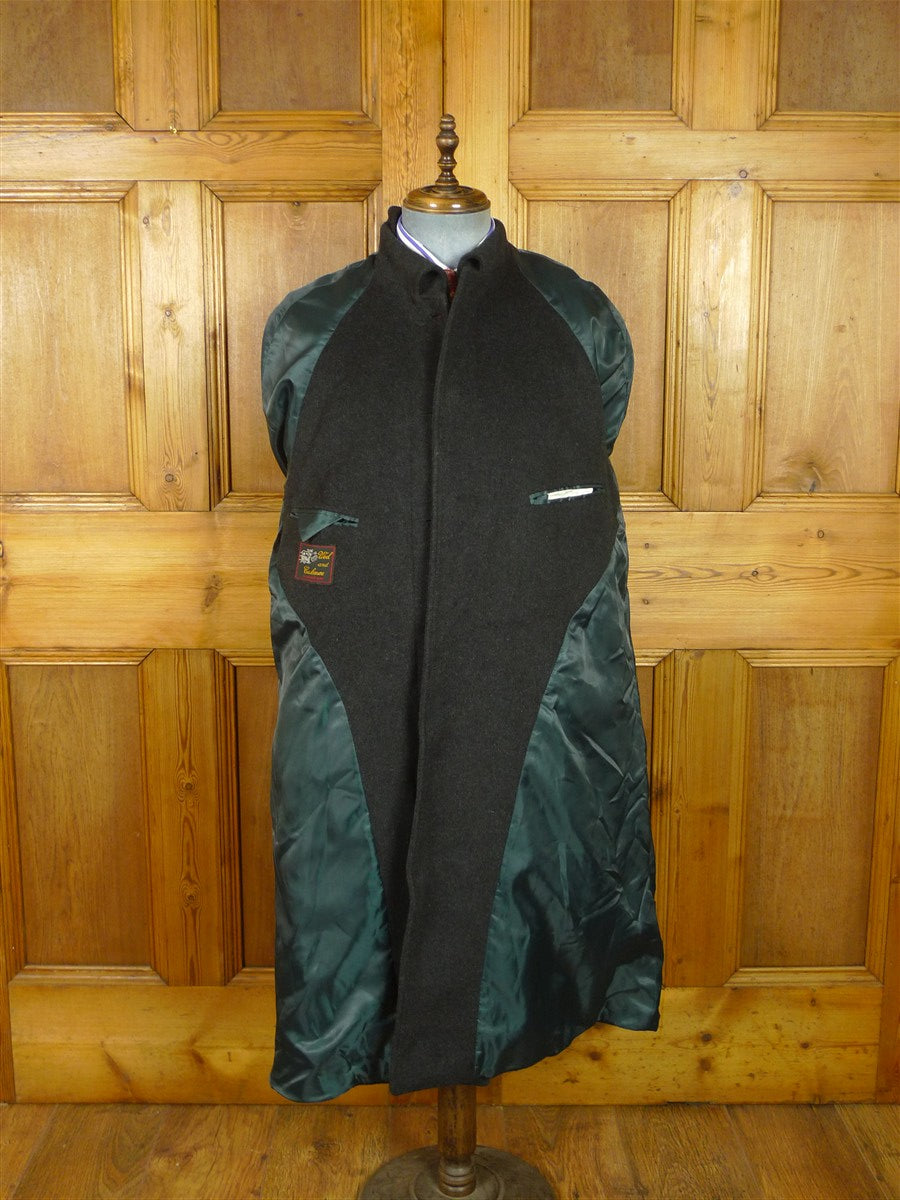 26/1018 immaculate vintage grey wool & cashmere loden-style ragalan coat overcoat w/ belt 41-42