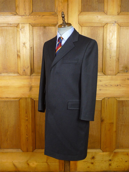 26/0980 immaculate cordings of piccadilly dark navy blue fox bros covert cloth overcoat coat 38 regular