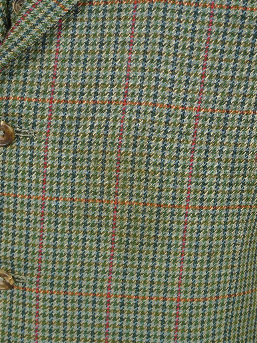 26/0976 vintage bespoke tailor green gun check 3-piece tweed suit 47 regular