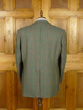 26/0976 vintage bespoke tailor green gun check 3-piece tweed suit 47 regular