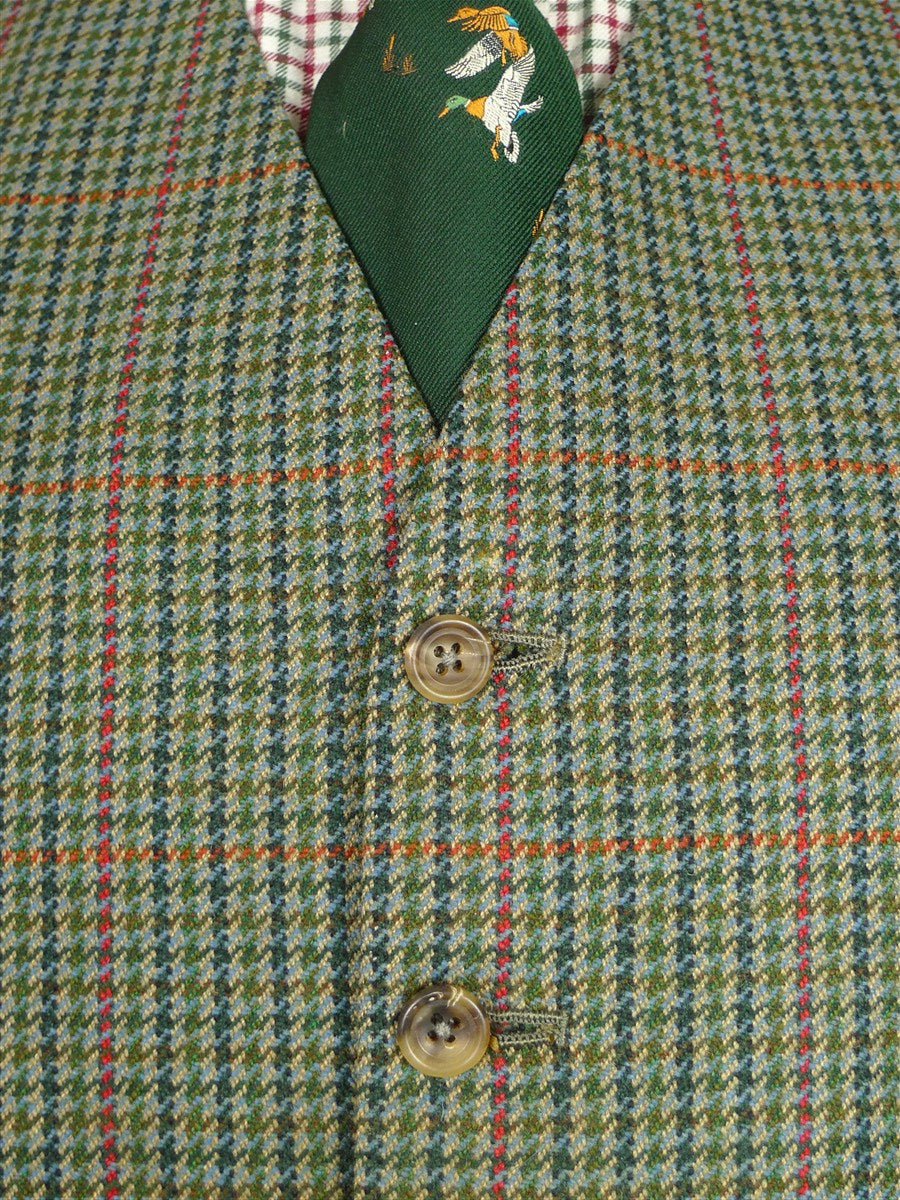 26/0976 vintage bespoke tailor green gun check 3-piece tweed suit 47 regular
