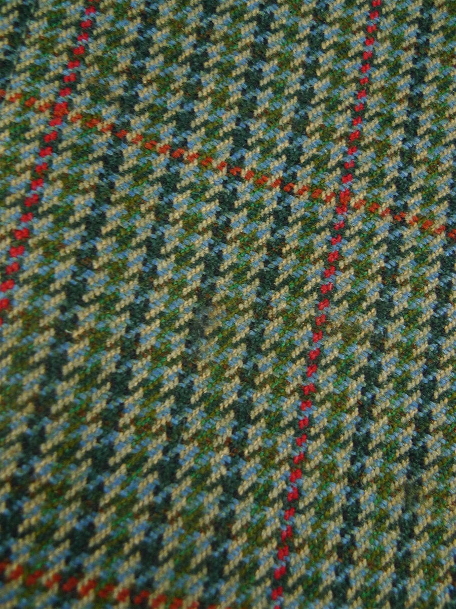 26/0976 vintage bespoke tailor green gun check 3-piece tweed suit 47 regular