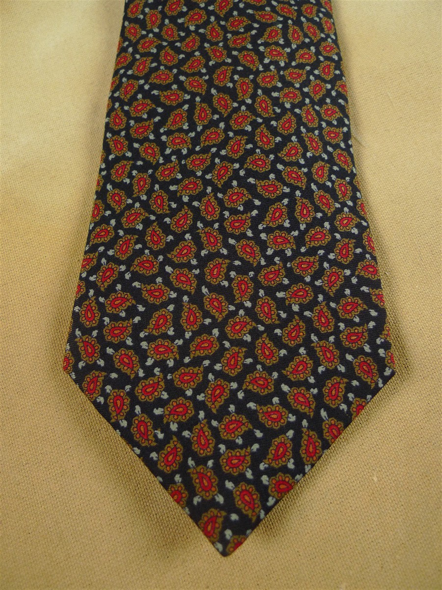 26/1052 immaculate vintage aquascutum navy blue / red paisley pattern silk tie