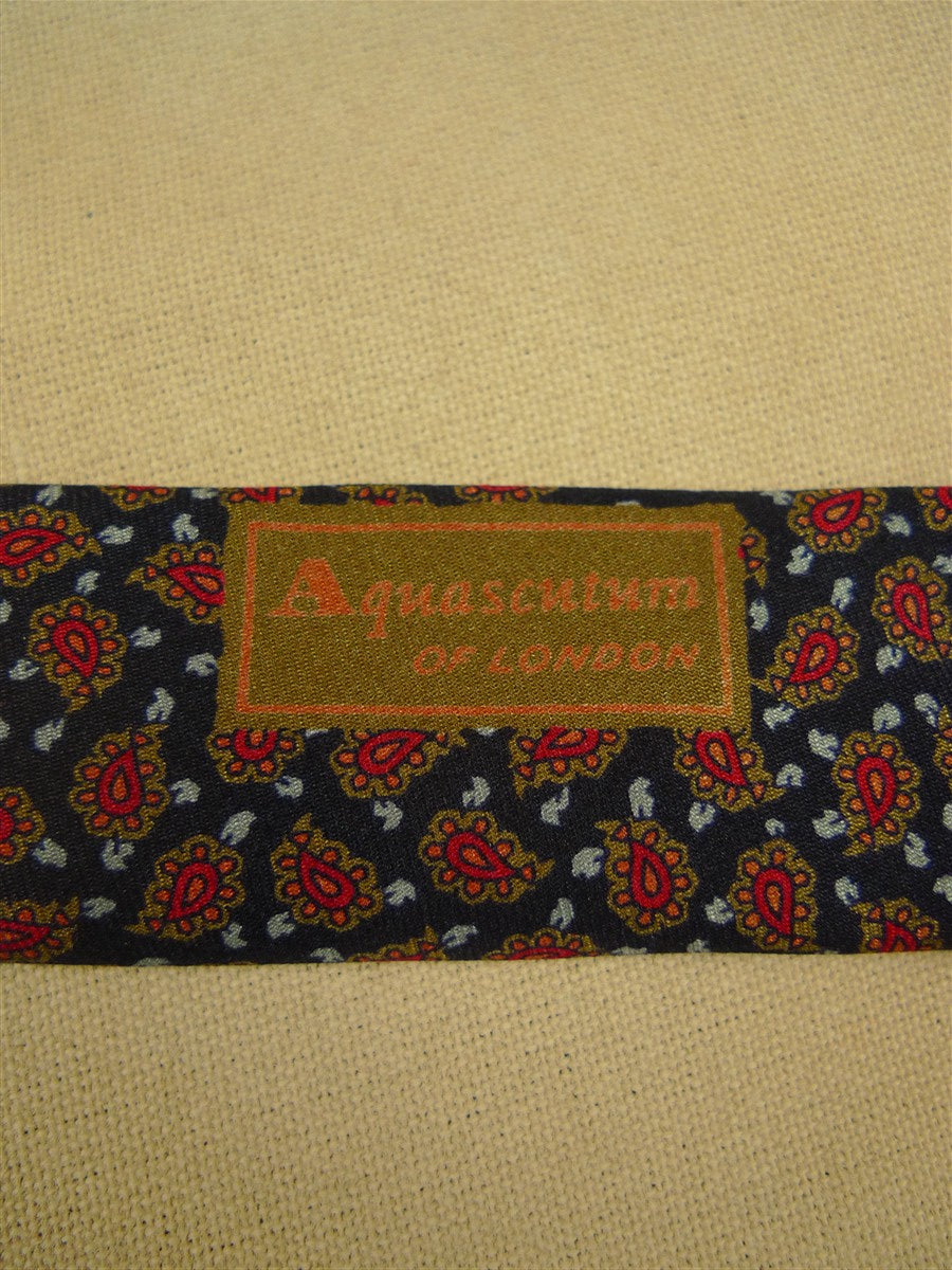 26/1052 immaculate vintage aquascutum navy blue / red paisley pattern silk tie