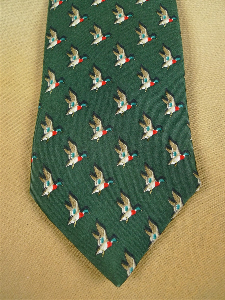 26/0991 green mallard pattern silk tie for country pursuits / goodwood revival