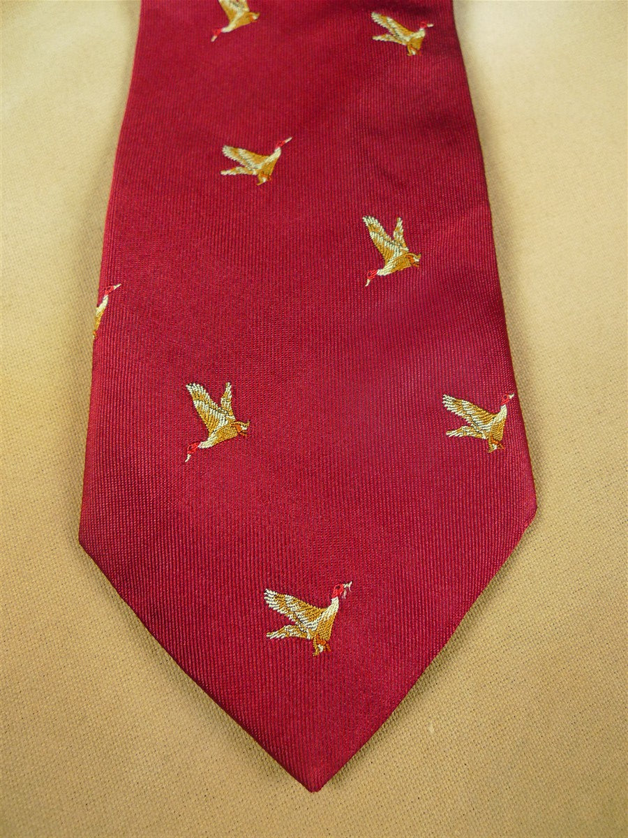 26/0990 red pheasant pattern silk tie for country pursuits / goodwood revival