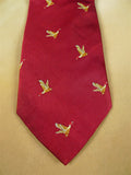 26/0990 red pheasant pattern silk tie for country pursuits / goodwood revival