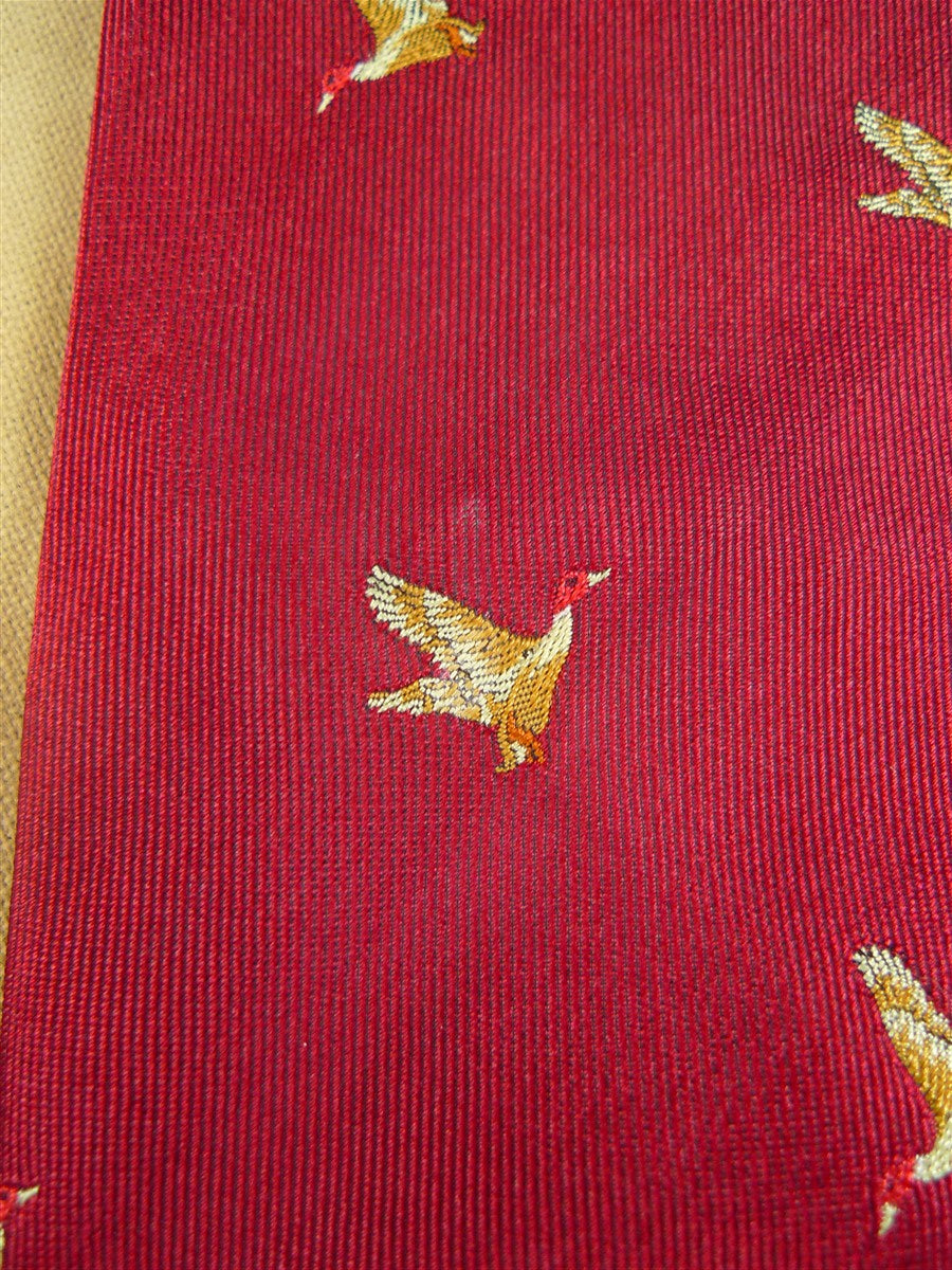 26/0990 red pheasant pattern silk tie for country pursuits / goodwood revival