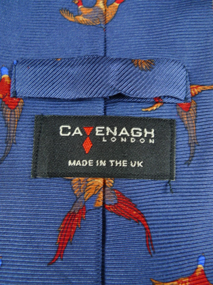 26/0989 blue pheasant pattern silk tie for country pursuits / goodwood revival
