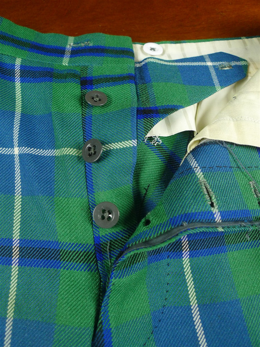 26/0985 vintage bespoke tailored tartan evening dress trouser w/ frogmouth pockets 30-34