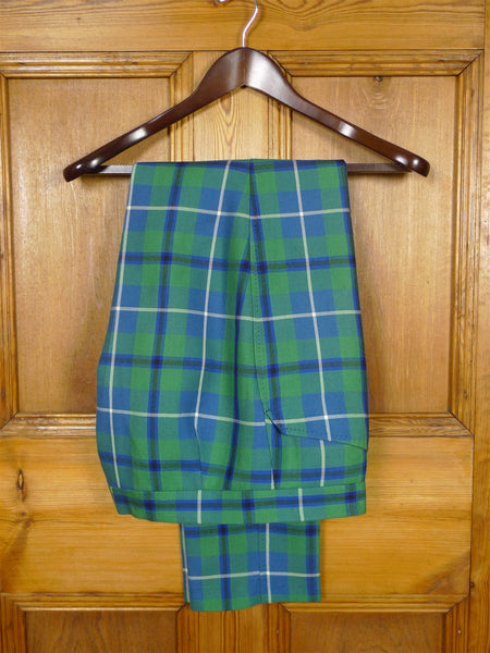 26/0985 vintage bespoke tailored tartan evening dress trouser w/ frogmouth pockets 30-34