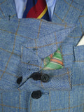 26/1009 immaculate cordings of piccadilly pale blue / tan wp check 100% silk sports jacket blazer 39 short