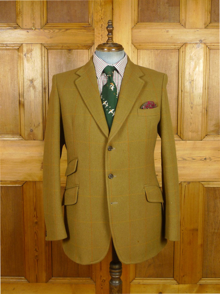 26/1011 vintage brown wp check heavyweight twill riding style jacket 44 long