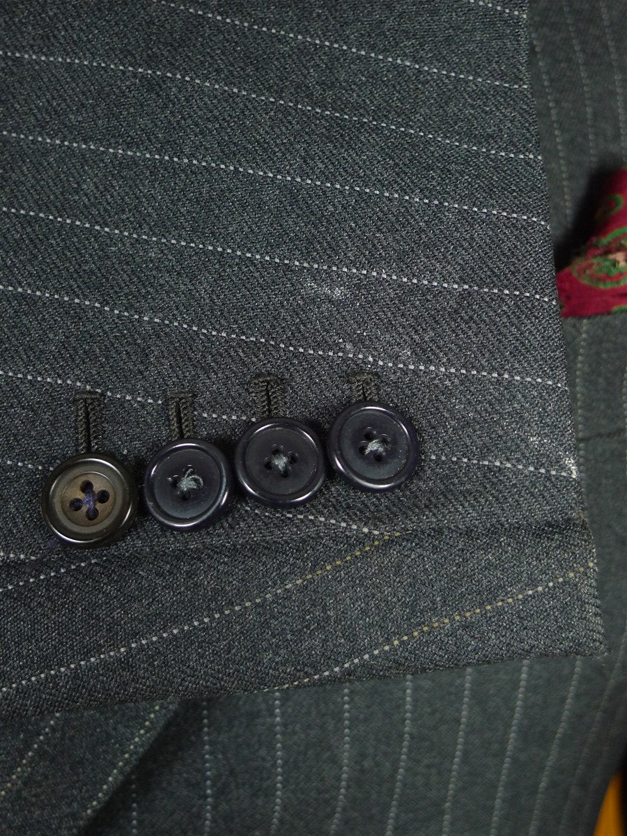 26/1014 vintage 1988 dege & sons savile row bespoke heavyweight grey pin-stripe 3-piece suit 41 regular