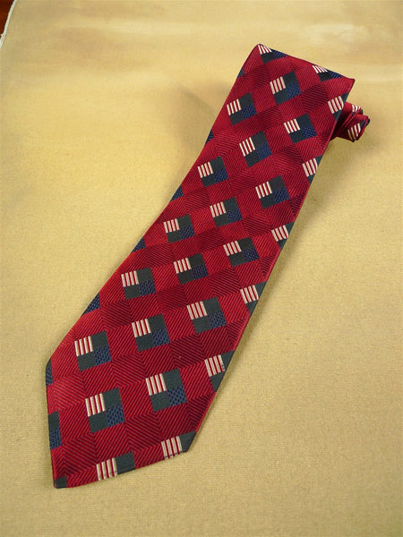 26/1025 immaculate ermenegildo zegna red & navy blue pattern woven silk tie