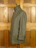 26/1026 Immaculate aquascutum green/ brown gun check wool tweed field coat w/ghillie collar 40-42