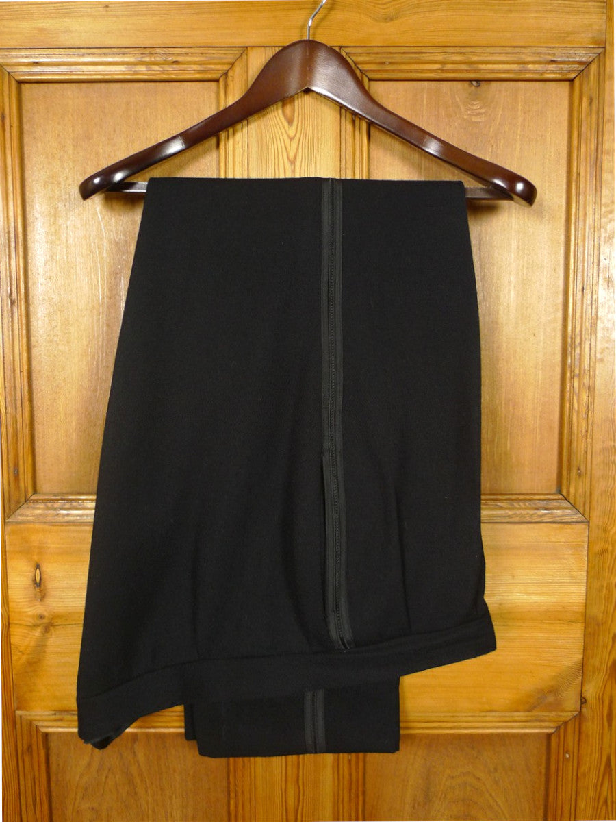 26/1048 vintage savile row bespoke black barathea wool high-rise evening trouser 38-42