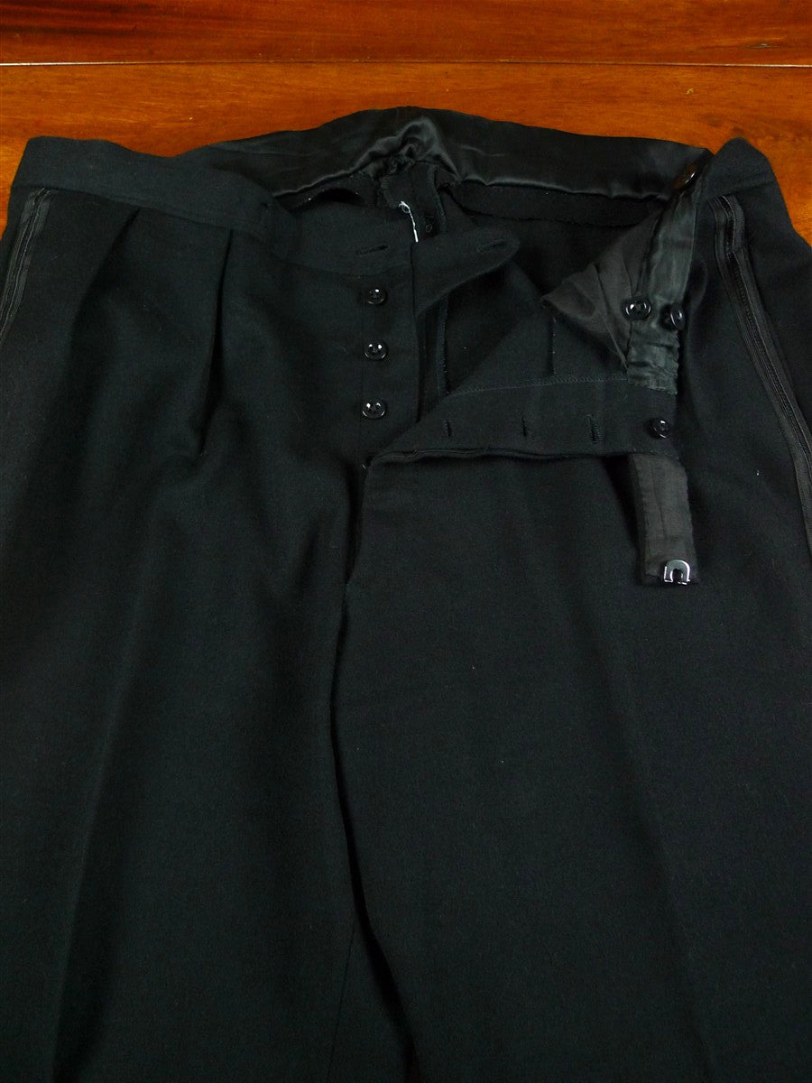 26/1048 vintage savile row bespoke black barathea wool high-rise evening trouser 38-42