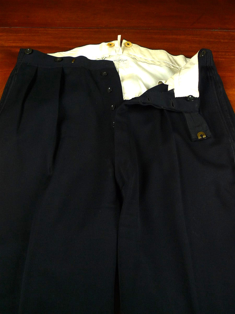 26/1049 vintage 1938 hector powe bespoke black wool high-rise evening trouser 34-39