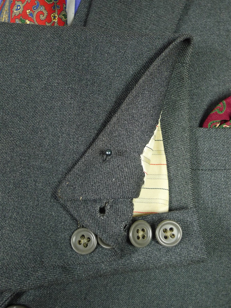 26/1045 vintage 1996 dege savile row bespoke grey worsted twill suit jacket & matching waistcoat 40-41 short to regular