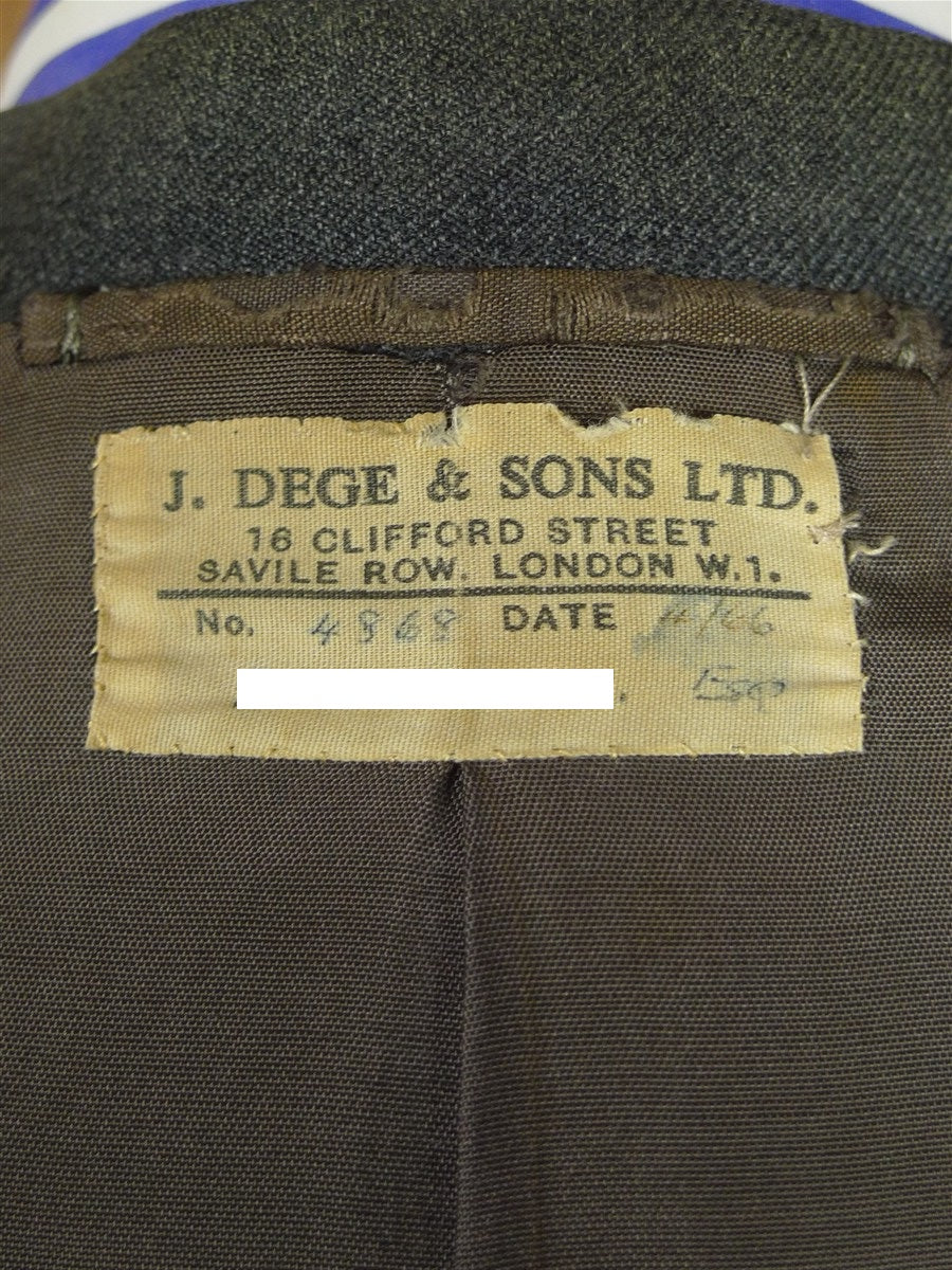 26/1045 vintage 1996 dege savile row bespoke grey worsted twill suit jacket & matching waistcoat 40-41 short to regular