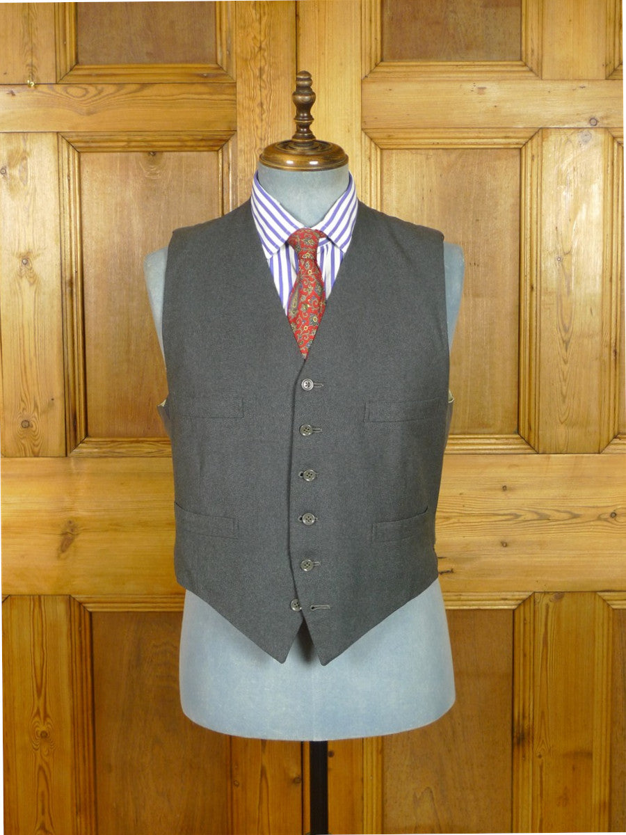 26/1045 vintage 1996 dege savile row bespoke grey worsted twill suit jacket & matching waistcoat 40-41 short to regular