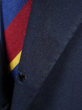 26/1044 vintage british bespoke heavyweight navy blue worsted d/b suit w/ yacht club buttons 46 short to regular