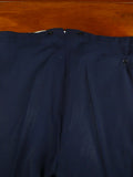 26/1044 vintage british bespoke heavyweight navy blue worsted d/b suit w/ yacht club buttons 46 short to regular